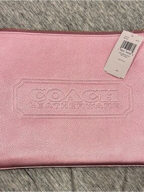 Coach Pink Embossed Leatherware Zip Pouch